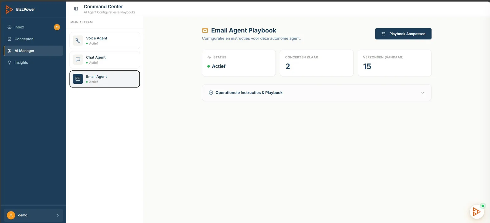 BizzPower AI Manager Command Center