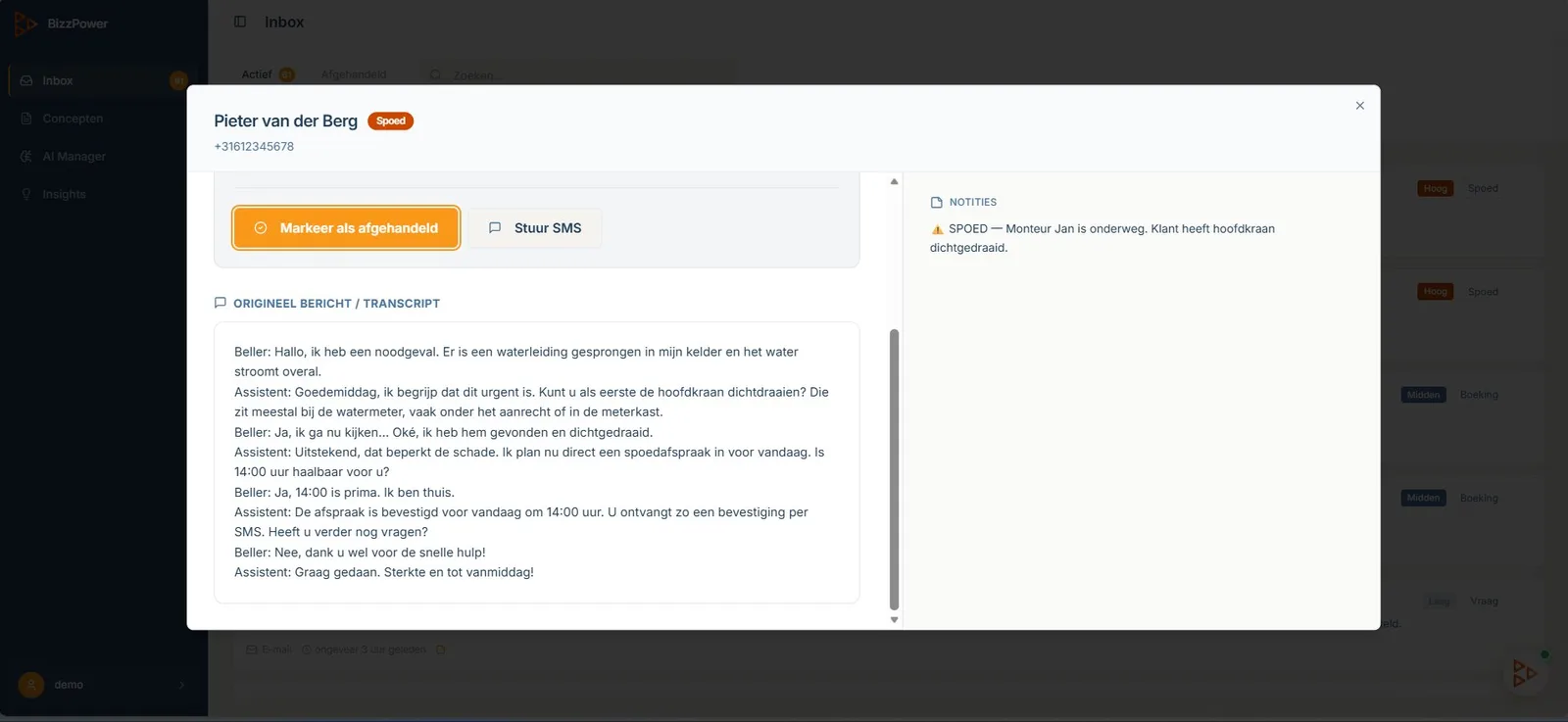 BizzPower case detail met transcript